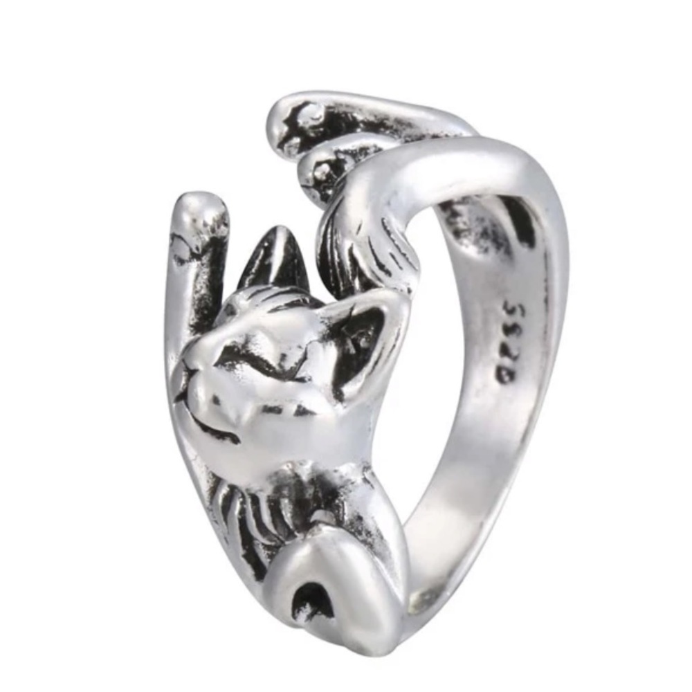 Pretty kitty trendy finger wrap ring